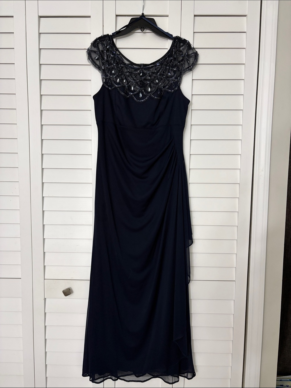 Nordstrom Navy Beaded Cap Sleeve Maxi Dress